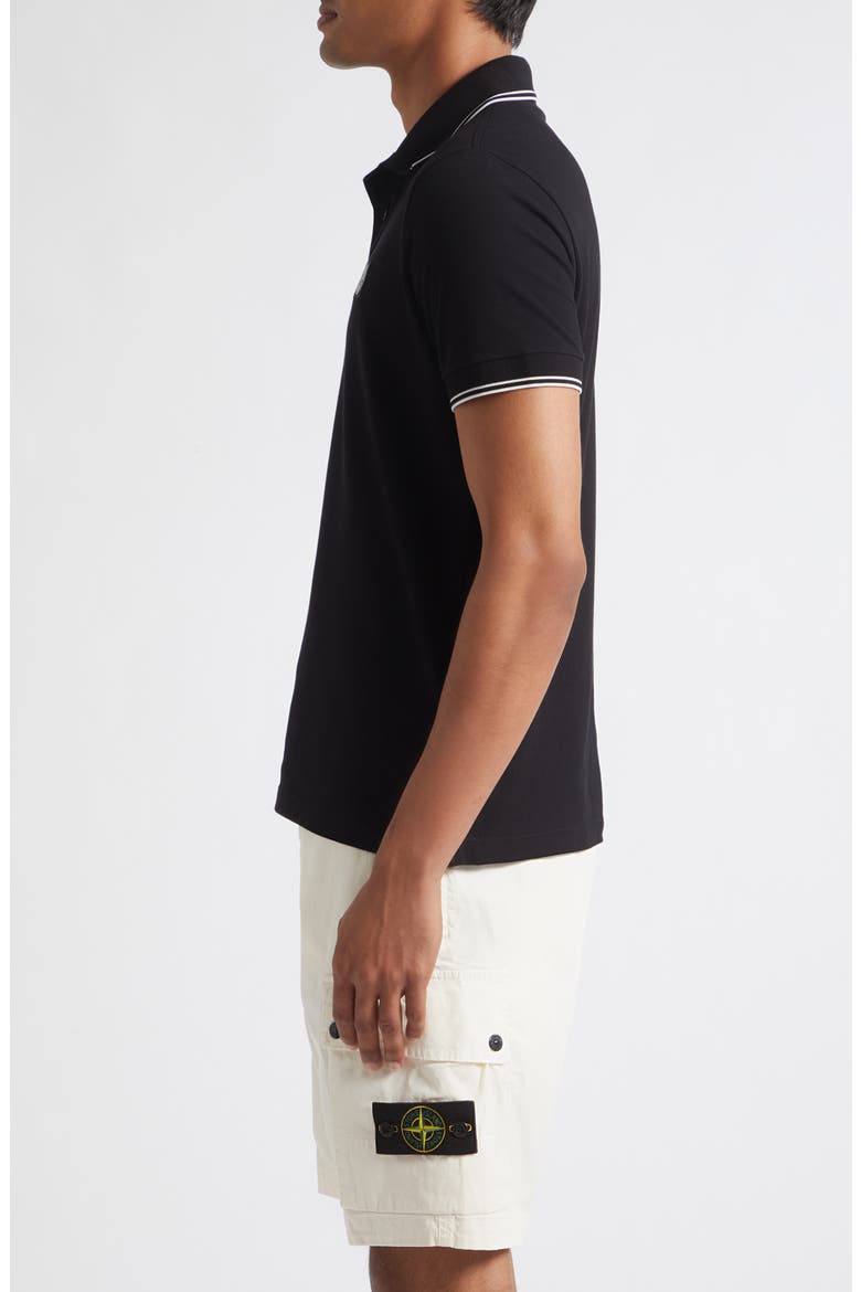 Tipped Stretch Cotton Polo, Alternate, color, V0029 BLACK