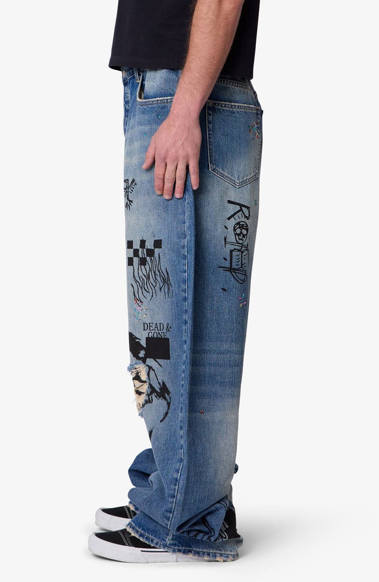 mnml Mega Baggy Sketch Denim Jeans, Alternate, color,