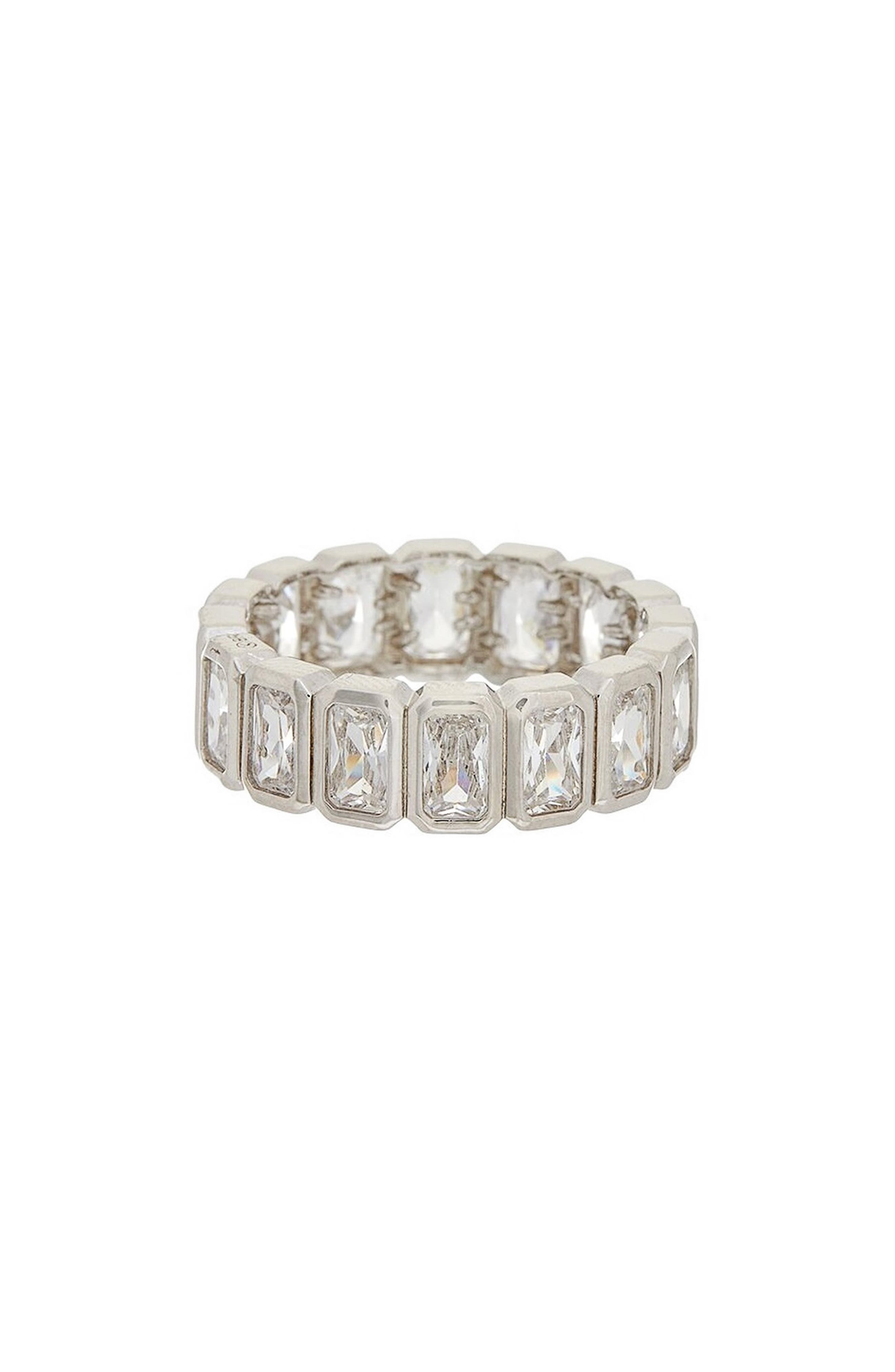 Emerald Cut White Topaz Eternity Ring