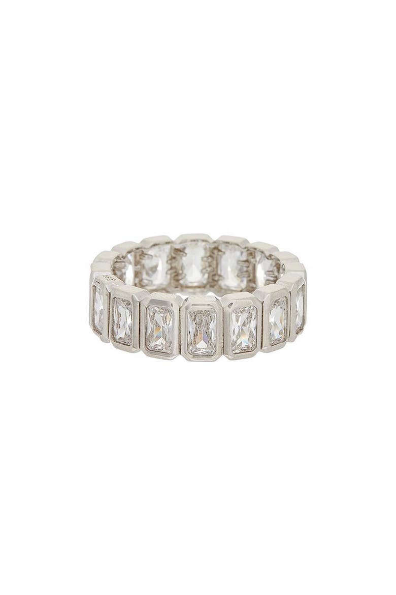 Emerald Cut White Topaz Eternity Ring, Main, color, WHITE