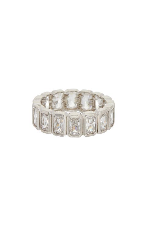Emerald Cut White Topaz Eternity Ring