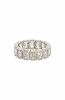 Emerald Cut White Topaz Eternity Ring