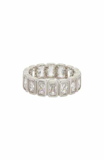 Emerald Cut White Topaz Eternity Ring
