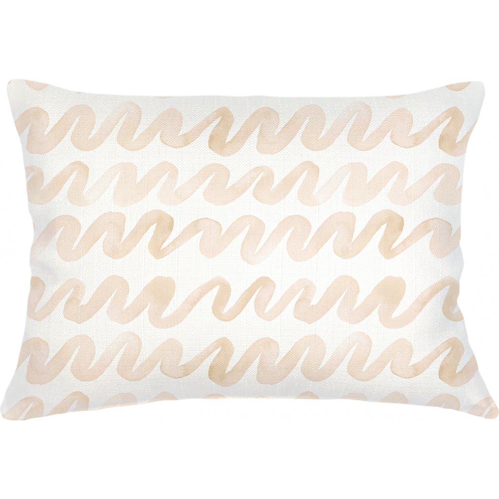 Anaya Watercolor Waves Linen Pillow With Down Insert In Beige