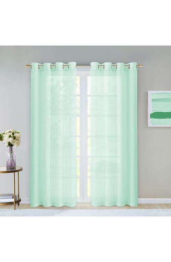Dainty Home Sheer Set Of 2 Panel Curtains In Aqua