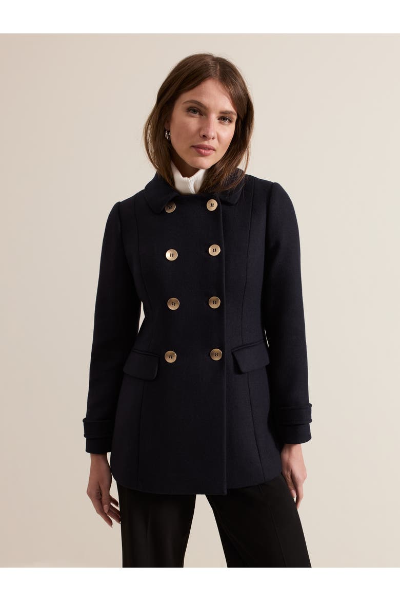 Petite Aurelie Military Coat, Main, color, Navy