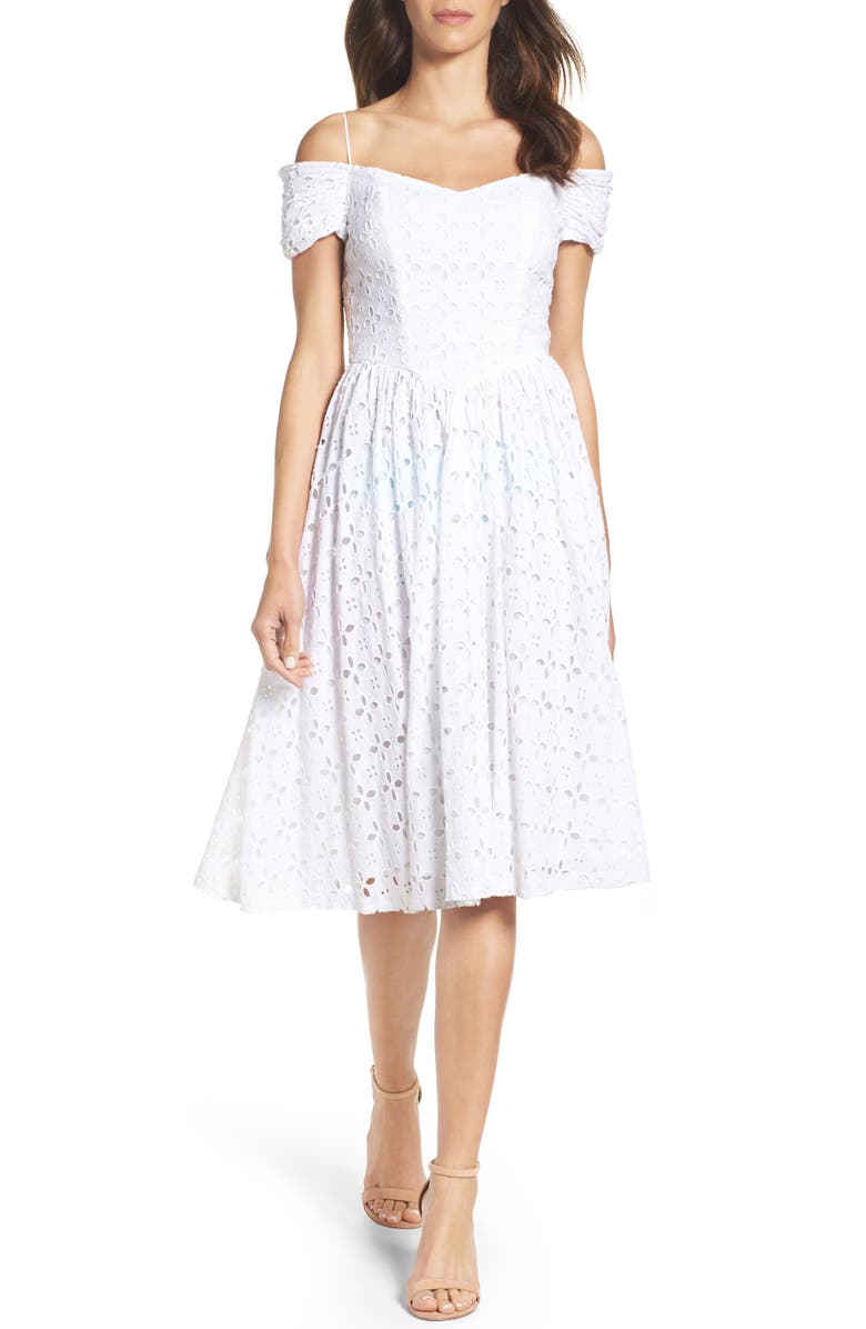 Chetta B Off the Shoulder Midi Dress, Main, color,