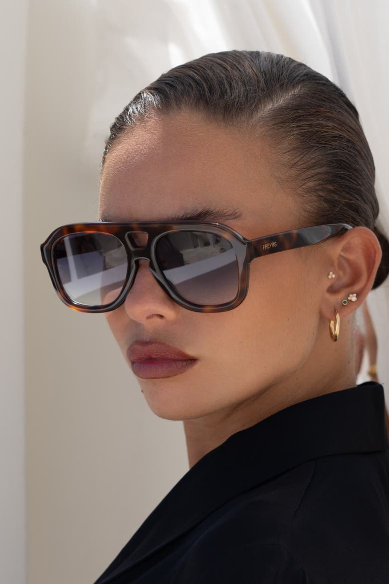 Voyager Oversized Aviator Sunglasses, Alternate, color, Tortoise / Blue