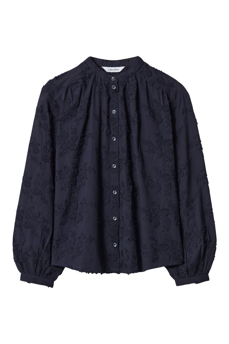 Floral Appliqué Blouse, Alternate, color, NEW NAVY