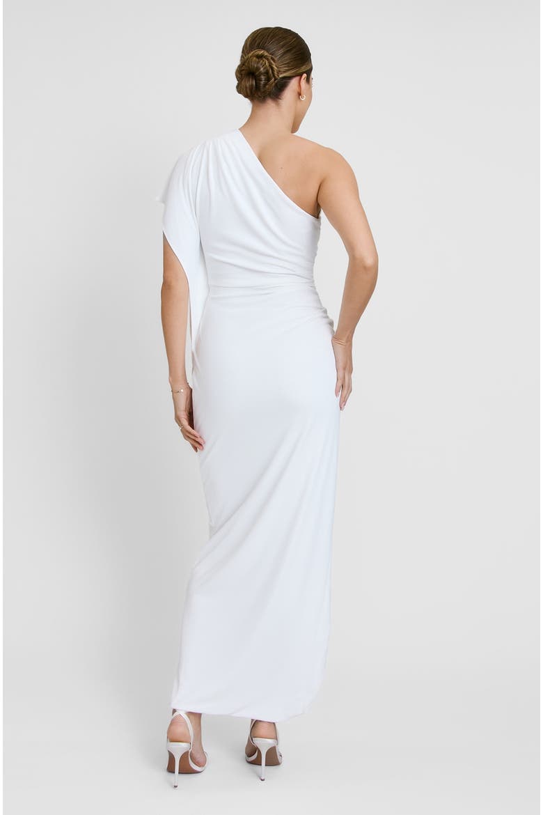 Asymmetric Drape Stretch Occasion Dress, Alternate, color, White