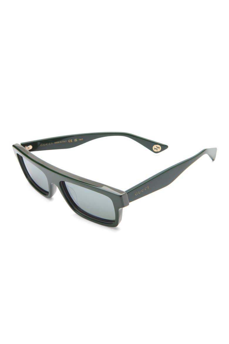 54mm Gradient Rectangular Sunglasses, Alternate, color, GREEN GREEN SILVER