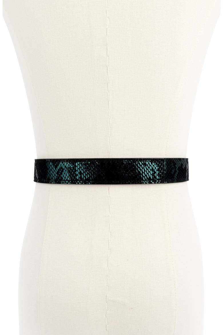 Shoreditch Snakeskin Embossed Leather Belt, Alternate, color, GREEN MULTI