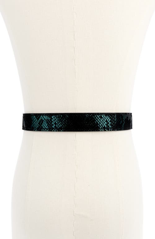 Kurt Geiger London Shoreditch Snakeskin Embossed Leather Belt In Black