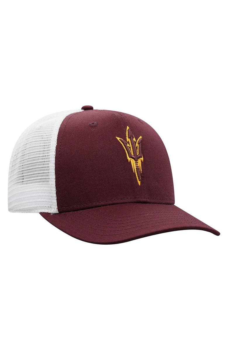 TOP OF THE WORLD Men's Top of the World Maroon/White Arizona State Sun Devils Trucker Snapback Hat, Alternate, color,