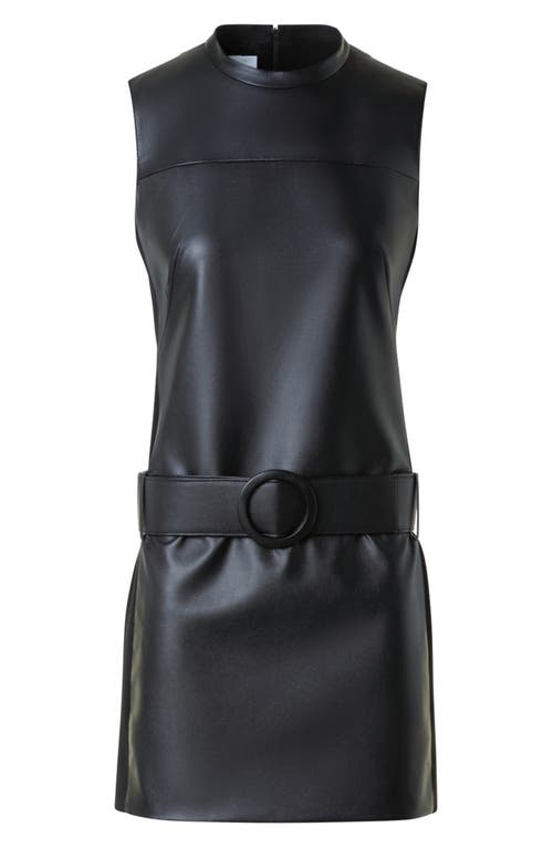 Akris Punto Faux Leather & Knit Belted Minidress In Black