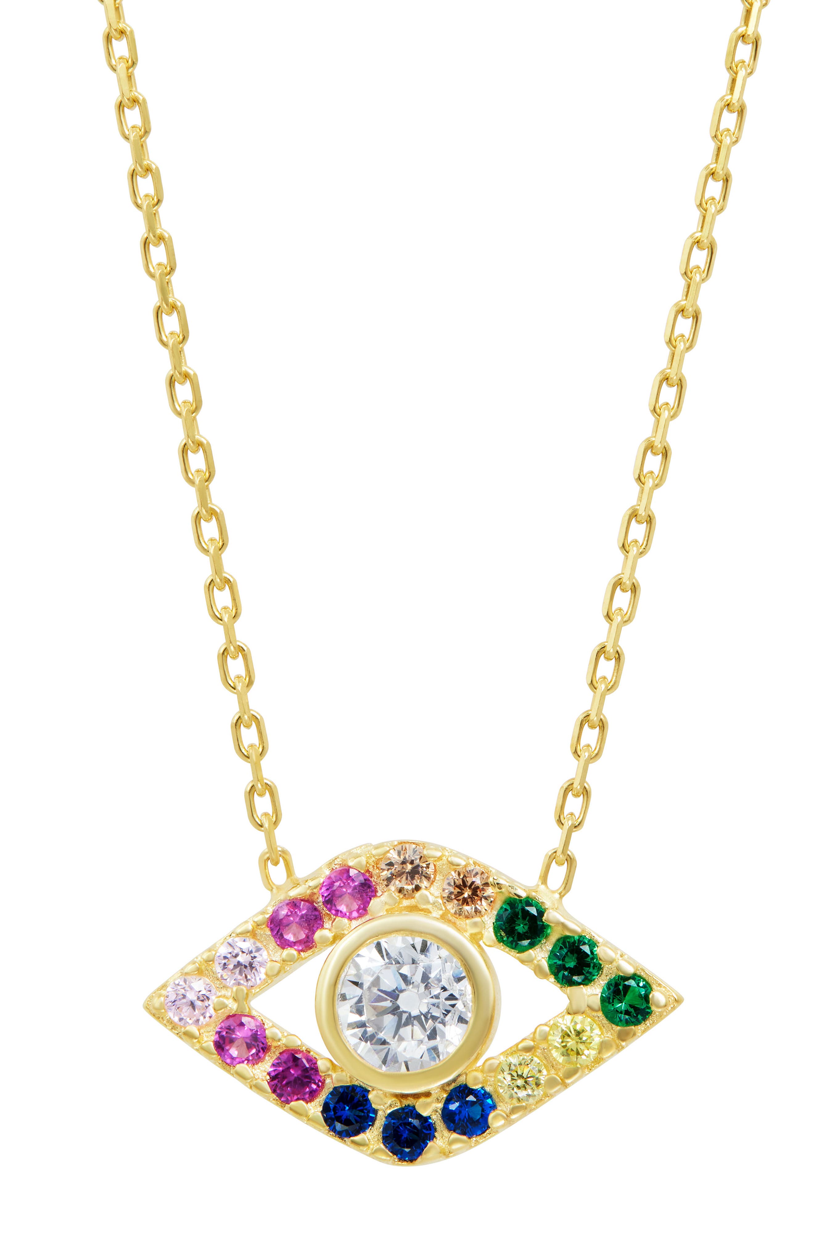 Rainbow Evil Eye Pendant Necklace