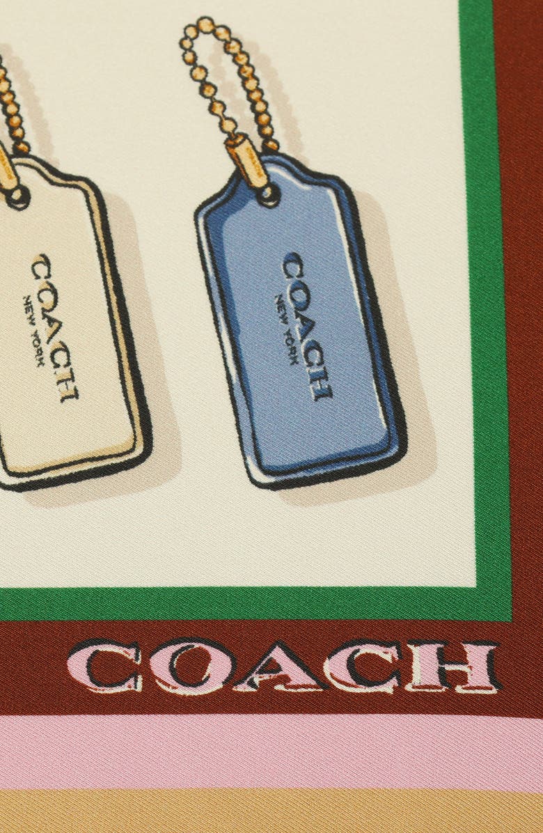 COACH Leather Hang Tag Silk Scarf, Alternate, color, Chalk Multi