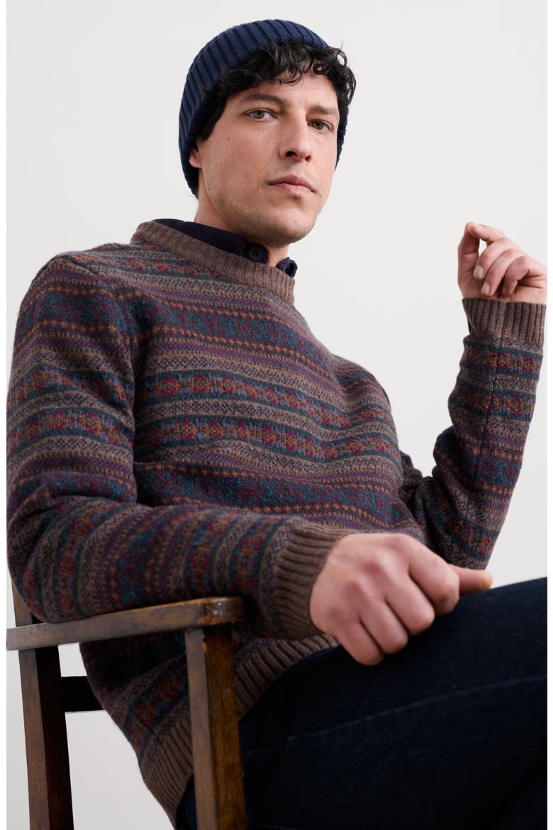 Carracks Fair Isle Wool Blend Crewneck Sweater, Alternate, color, MORAN RYE
