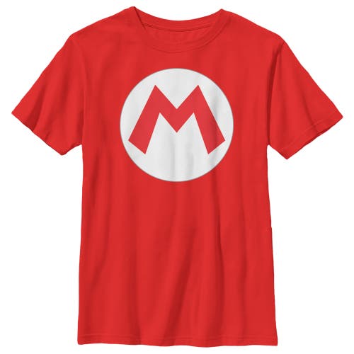 Nintendo Boy's  Mario Circle Icon  Graphic T-shirt In White