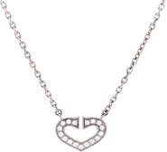Pre-Owned Cartier C Heart de Cartier Pendant Necklace 18K White Gold with Pave Diamonds