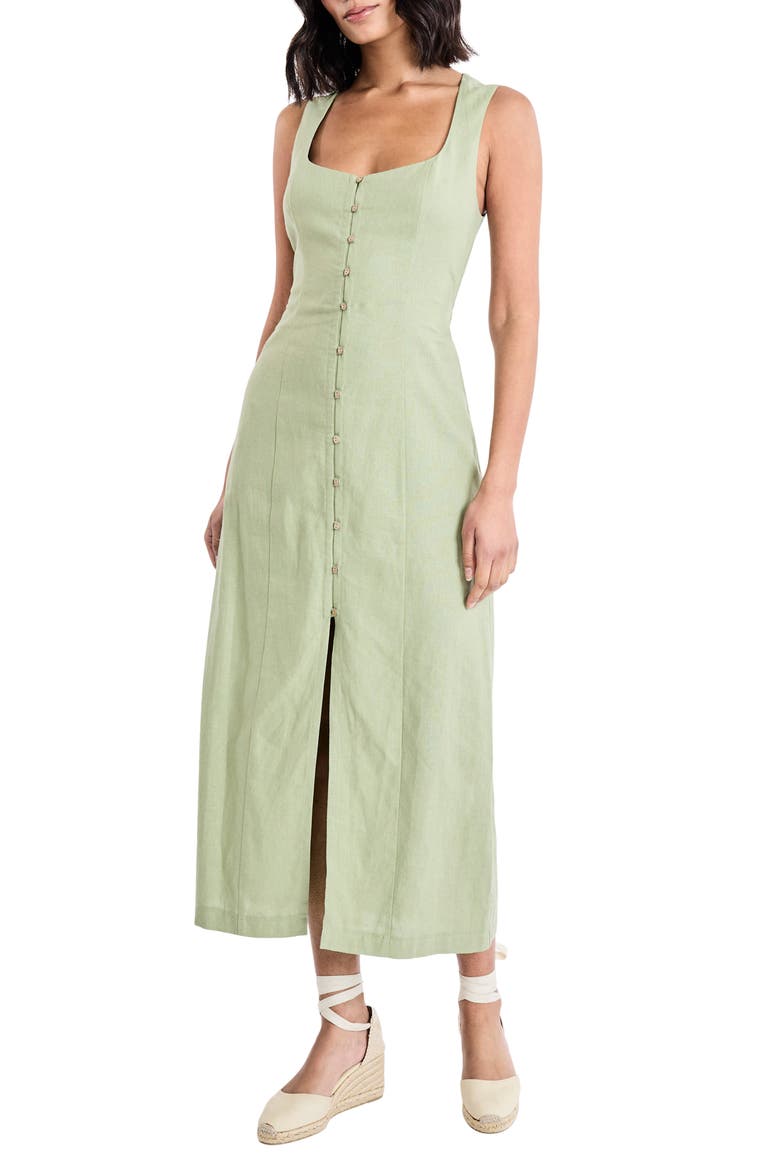Sleeveless Linen Blend Maxi Dress, Alternate, color, SAGE