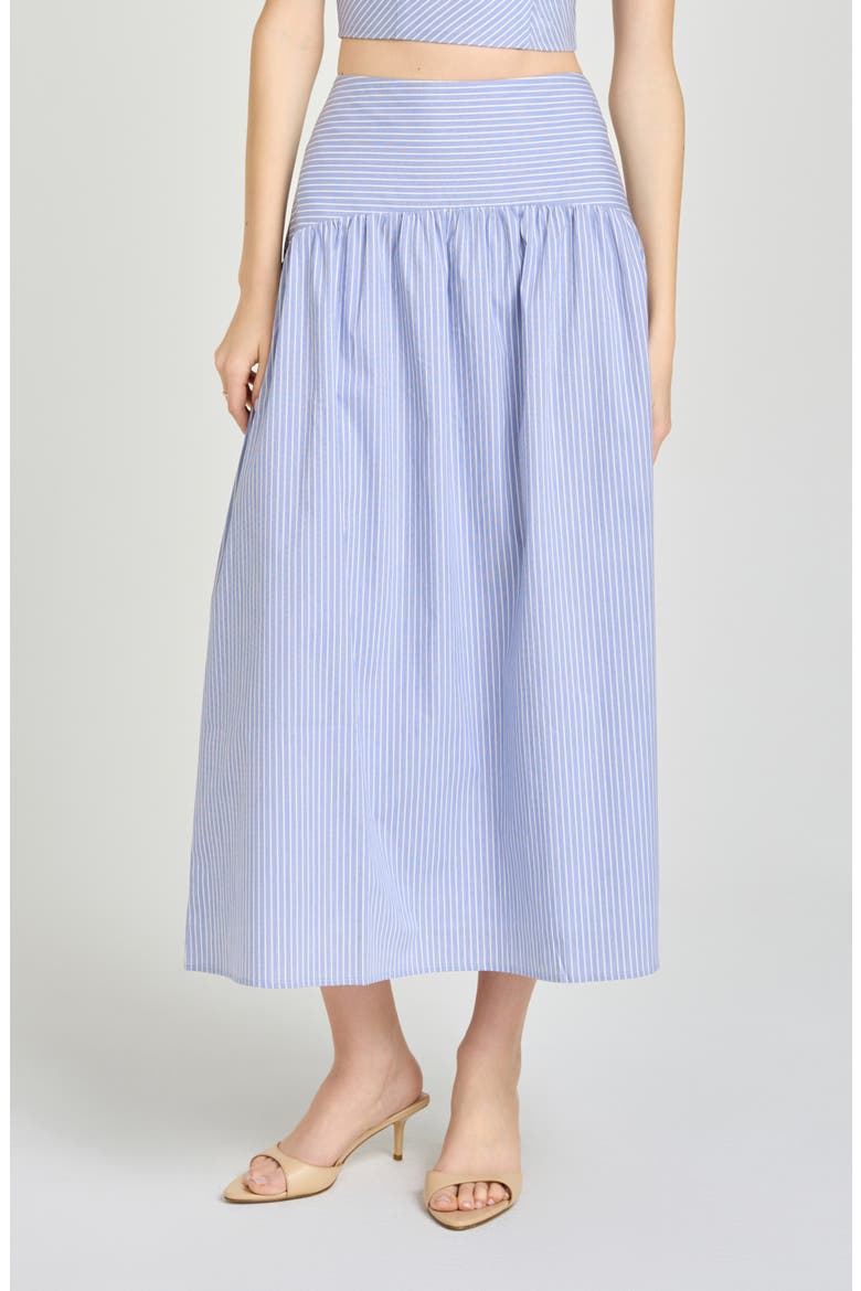 x Hannah Lovey Porter Georgia Directional Stripe Cotton Blend Midi Skirt (Nordstrom Exclusive), Main, color, BLUE