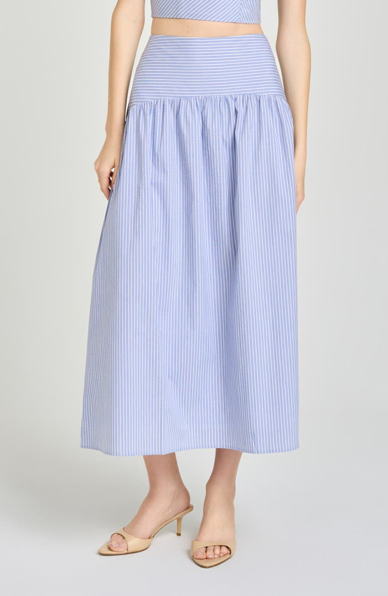 WAYF x Hannah Lovey Porter Georgia Directional Stripe Cotton Blend Midi Skirt, Main, color,