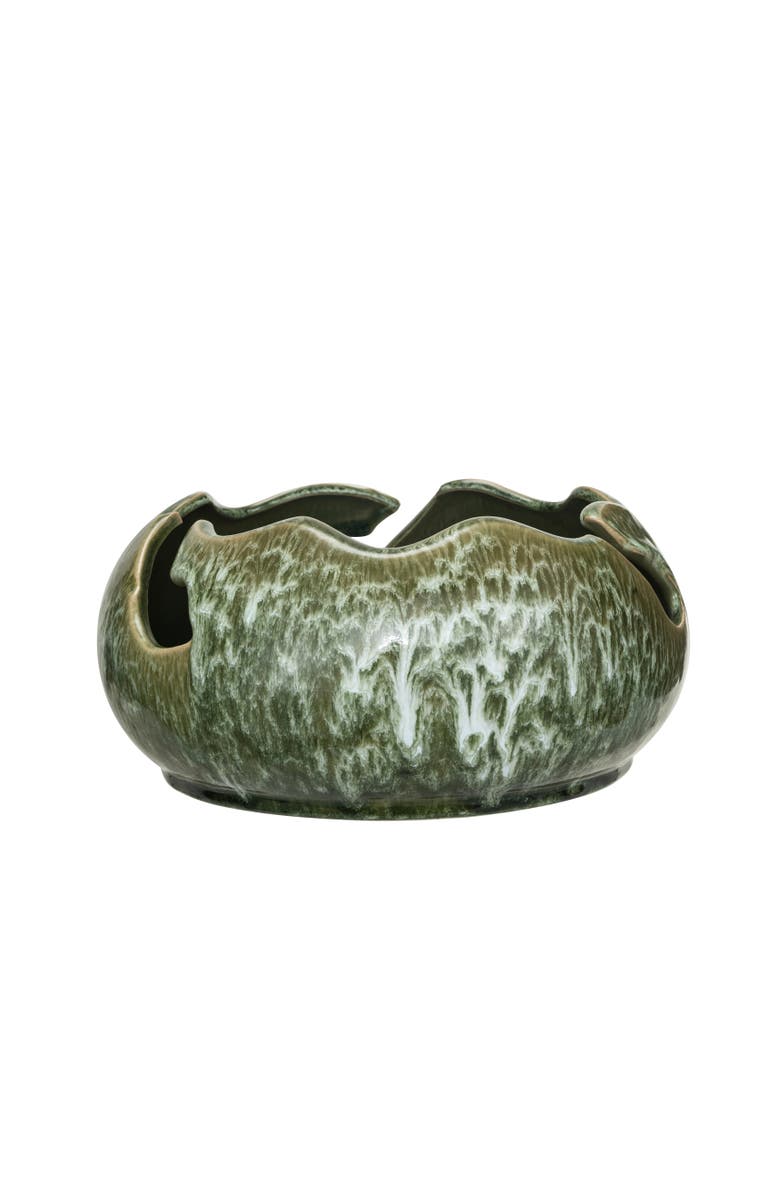 Storied Home Stoneware Organic Shaped Bowl, Main, color, Green
