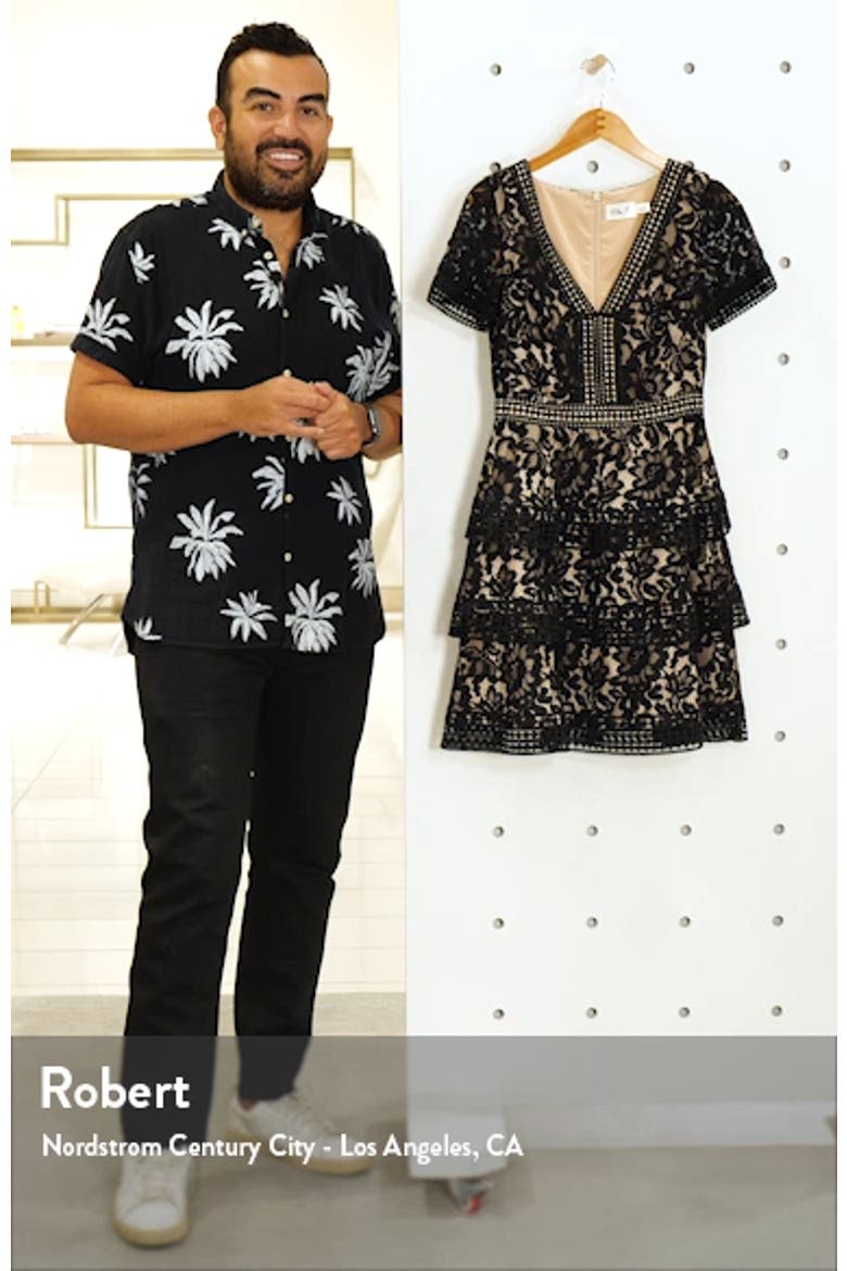 Tiered Lace Fit & Flare Cocktail Dress video