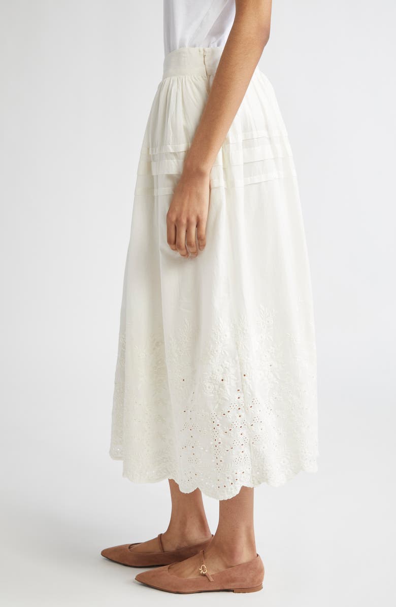 MILLE Leonie Embroidered Eyelet Cotton Skirt, Alternate, color, White Eyelet