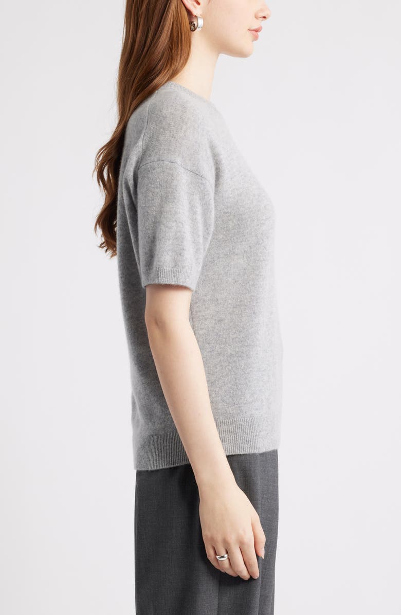 Nordstrom Short Sleeve Cashmere Sweater, Alternate, color, Grey Silk Heather