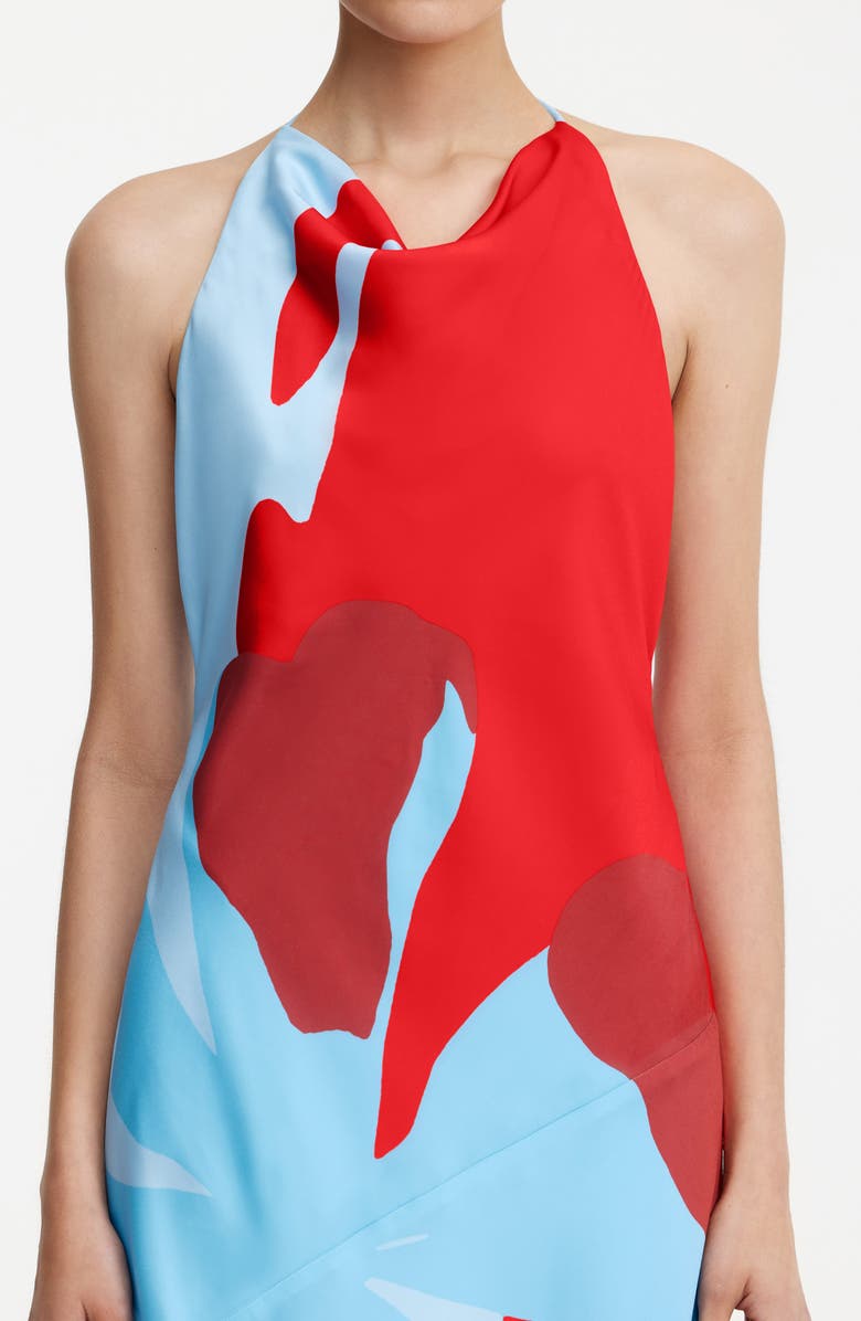 Significant Other Katy Abstract Floral Halter Neck Maxi Dress, Alternate, color, Crimson Stencil