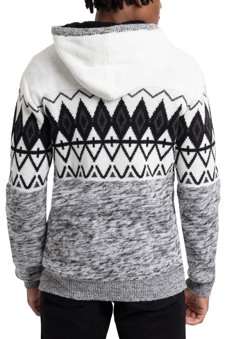 Colorblocked Pattern Hoodie, Alternate, color, BLACK