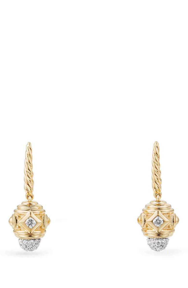 David Yurman Renaissance Drop Earrings with Diamonds in 18K Gold, Main, color, 
