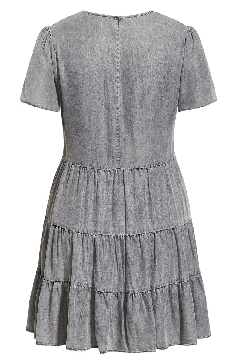 City Chic Tiered Denim Minidress, Alternate, color, 