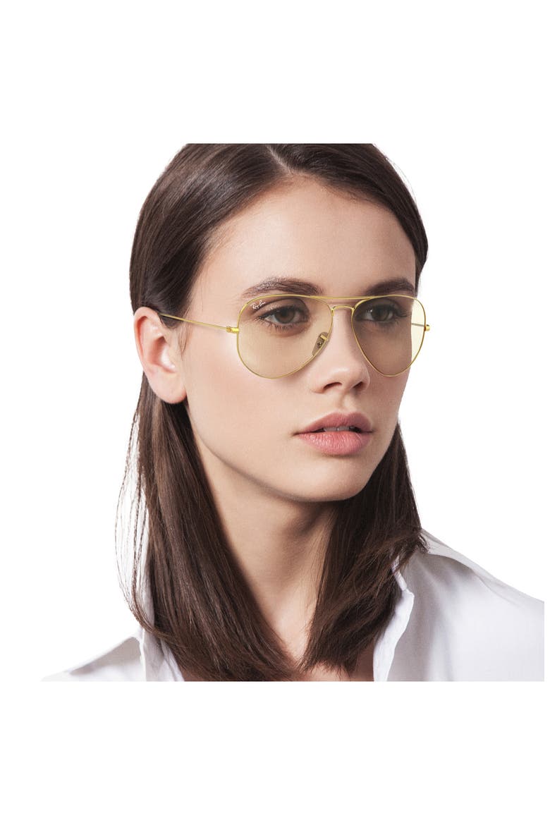 58mm Blue Light Blocking Metal Aviator Everglasses, Alternate, color, SHINY GOLD