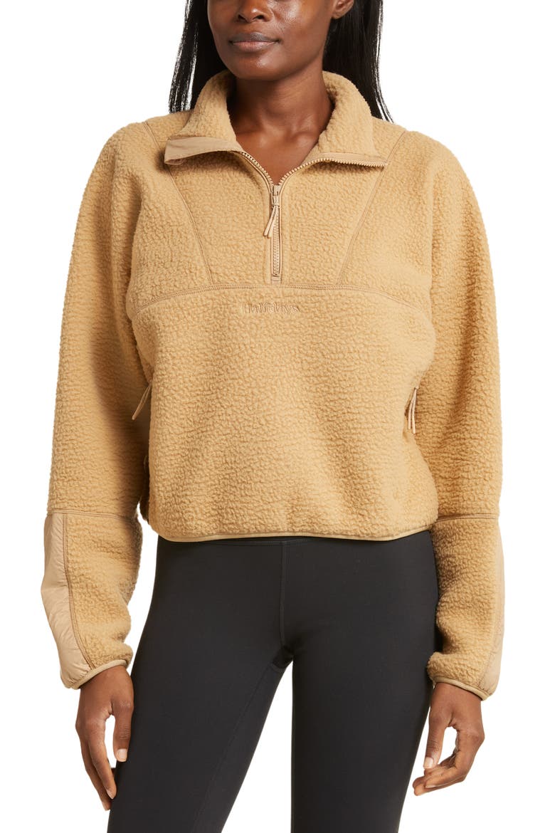 Pieper Water Repellent Recycled Polyester Fleece Quarter Zip Top, Main, color, CHAI