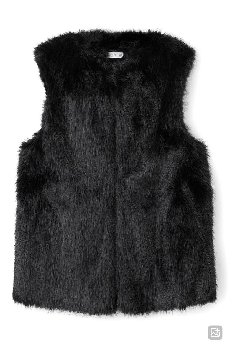 Faux Fur Vest, Alternate, color, BLACK