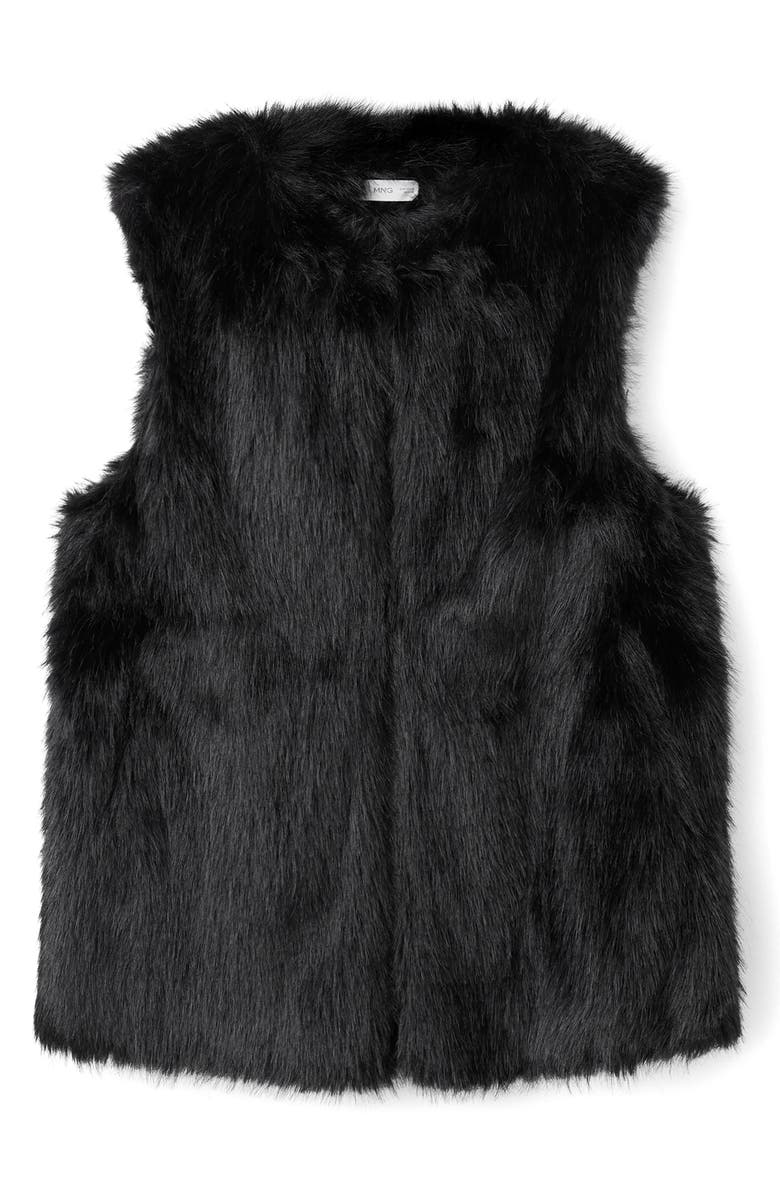 MANGO TEEN Faux Fur Vest, Alternate, color, Black