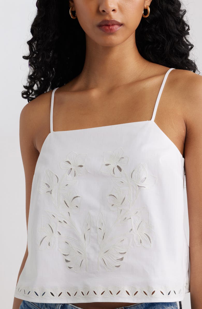 Open Edit Embroidered Poplin Cami, Alternate, color, White