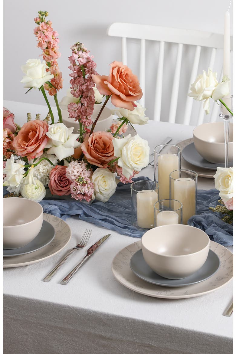Camelia Stoneware 12-Piece Dinnerware Set, Alternate, color, Grey