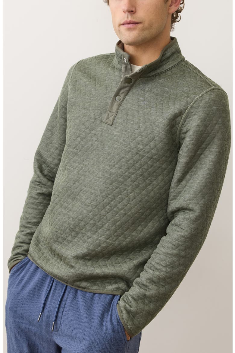 Corbet Reversible Quilted Snap Placket Sweatshirt, Alternate, color, OATMEAL/ OLIVE