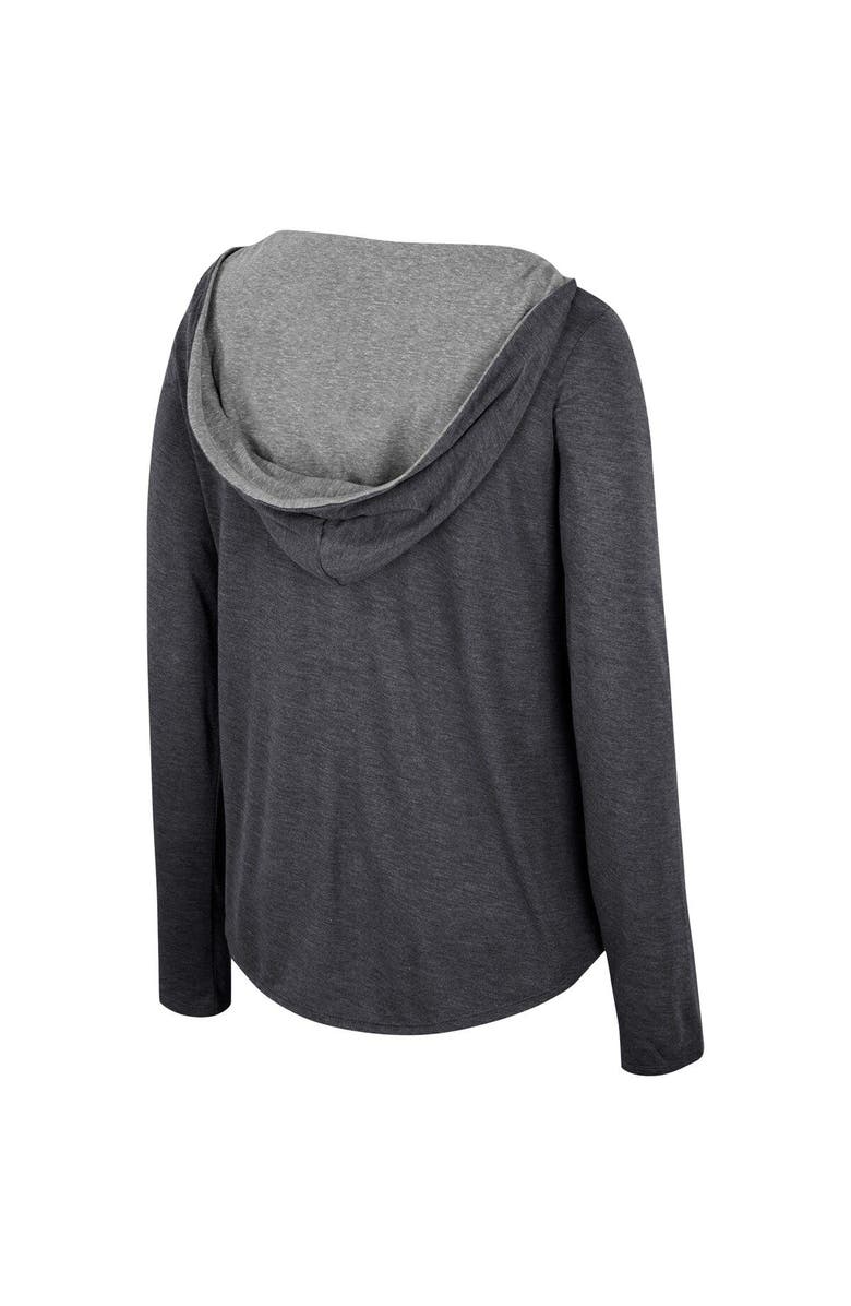 COLOSSEUM Women's Colosseum Black Purdue Boilermakers Distressed Heather Long Sleeve Hoodie T-Shirt, Alternate, color,