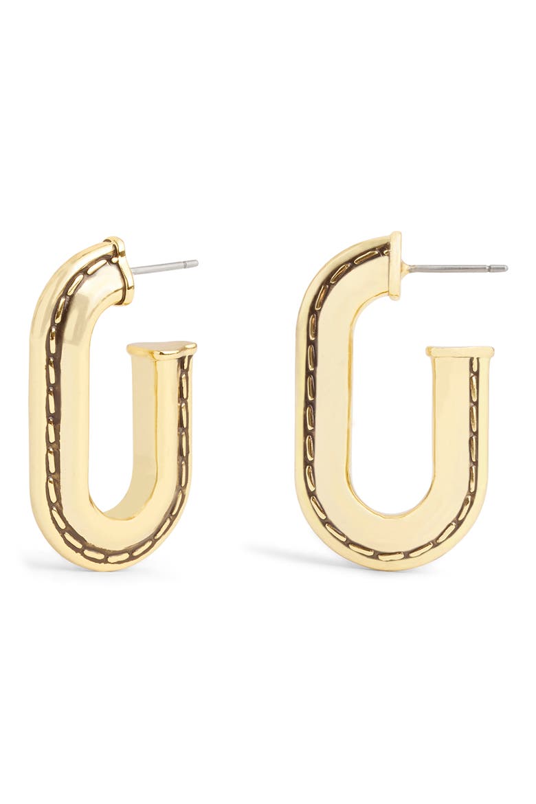 Stitched Oval Hoop Earrings, Main, color, GOLD