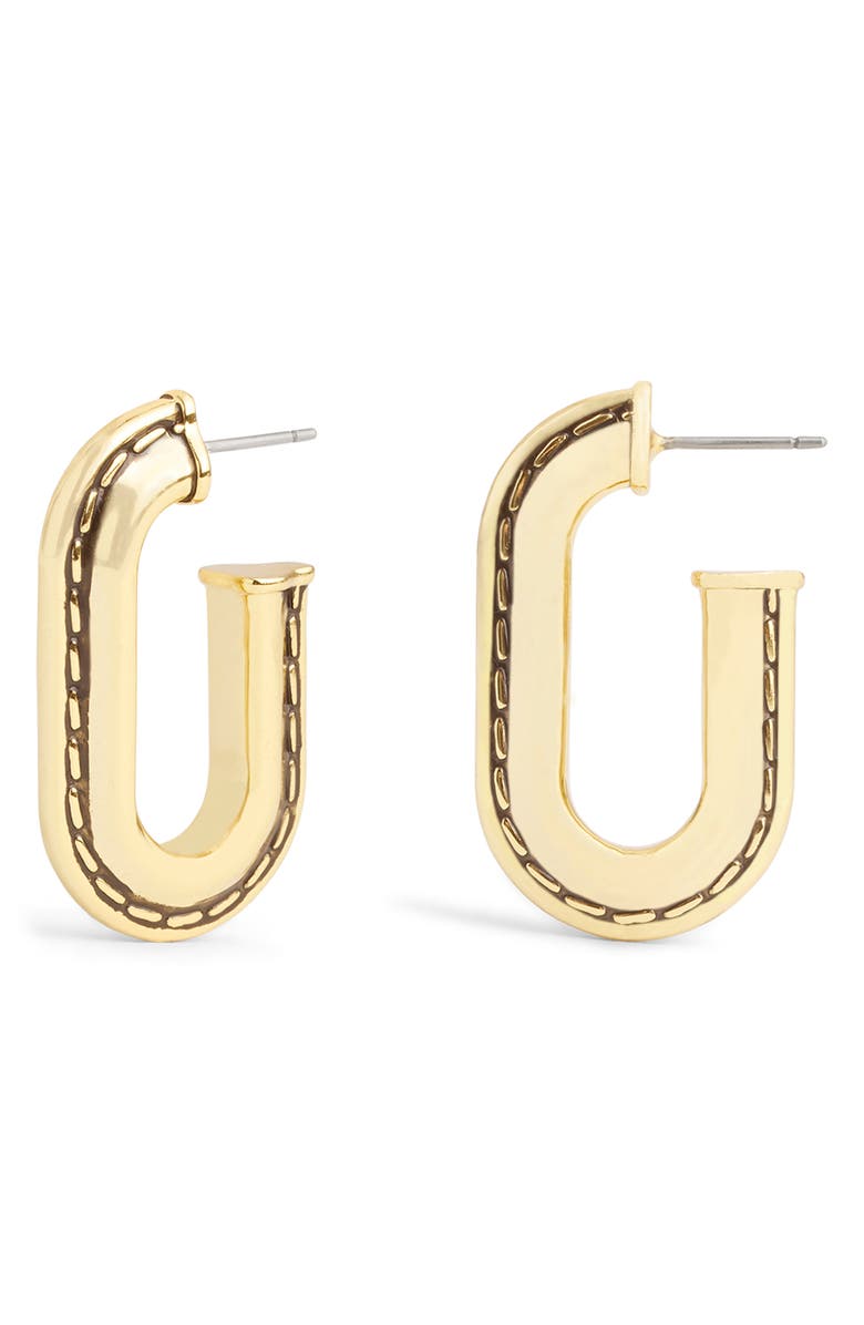 COACH Stitched Oval Hoop Earrings, Main, color,