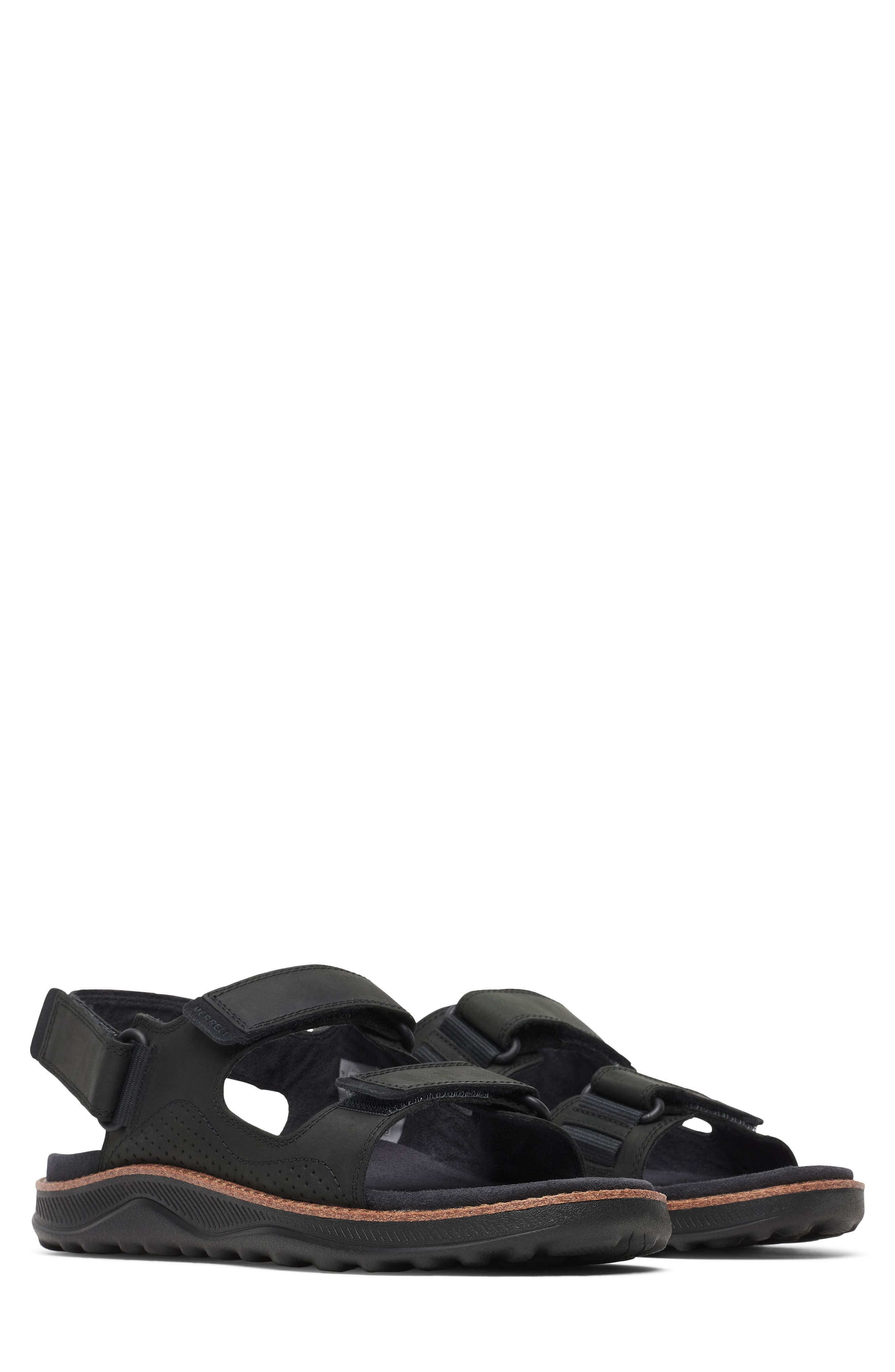 Merrell Cover Quarter Strap Sandal, Main, color, Black