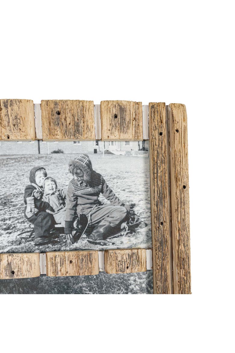 5x7 Inch 2 Photo Striped Driftwood Collage Picture Frame Wood MDF & Glass, Alternate, color, Brown