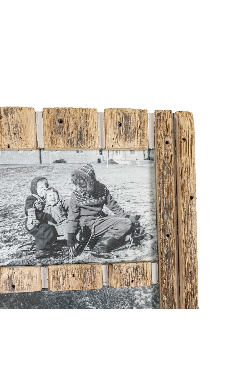 Foreside Home and Garden 5x7 Inch 2 Photo Striped Driftwood Collage Picture Frame Wood MDF & Glass, Alternate, color, Brown