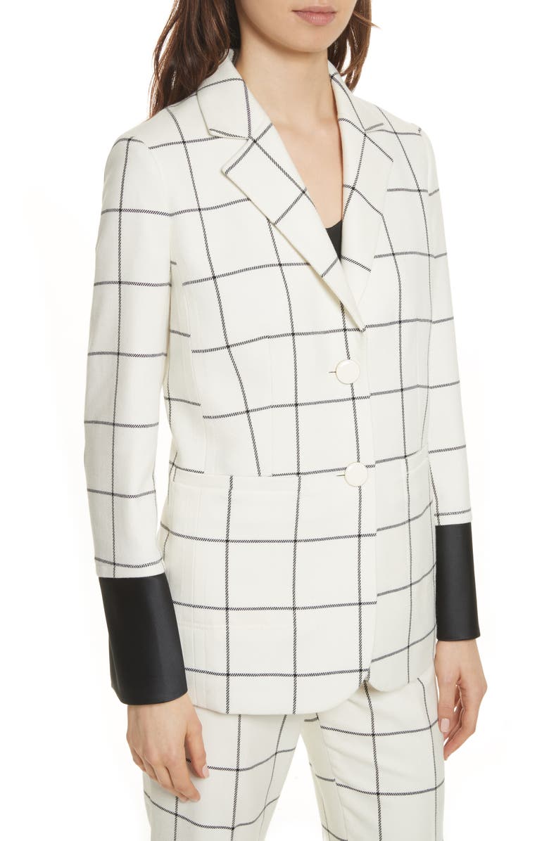 Tory Burch Holt Windowpane Plaid Blazer, Alternate, color,