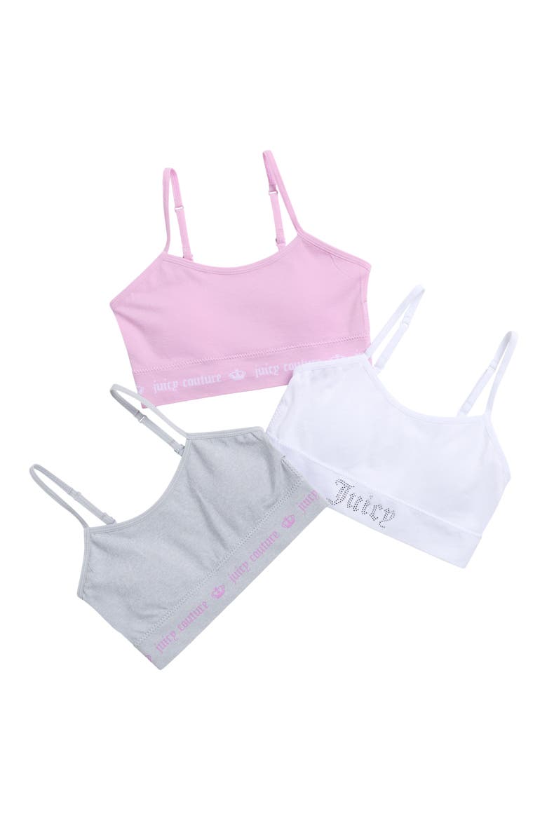 Kids' Assorted 3-Pack Bralettes, Main, color, WHITE/ LAVENDAR/ LHG